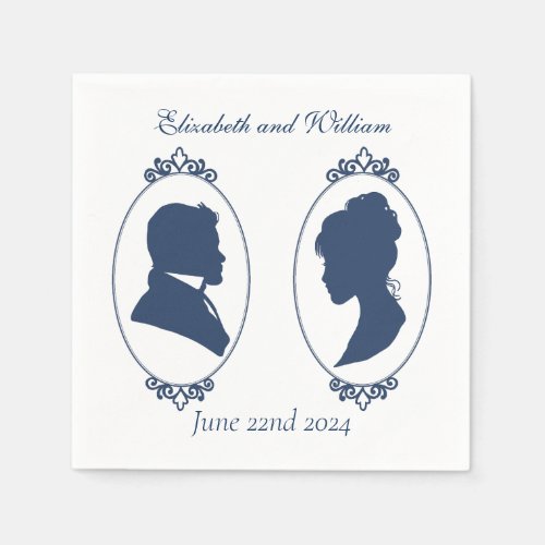 Regency Bridgerton Blue Roses Cameo Napkins