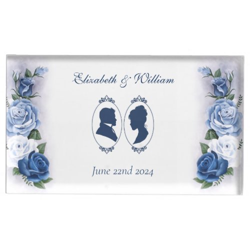 Regency Bridgerton Blue roses Cameo Place Card Holder