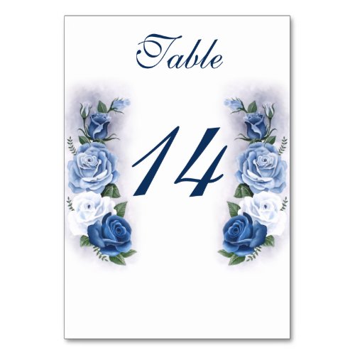 Regency Bridgerton Blue Roses Cameo Table Number