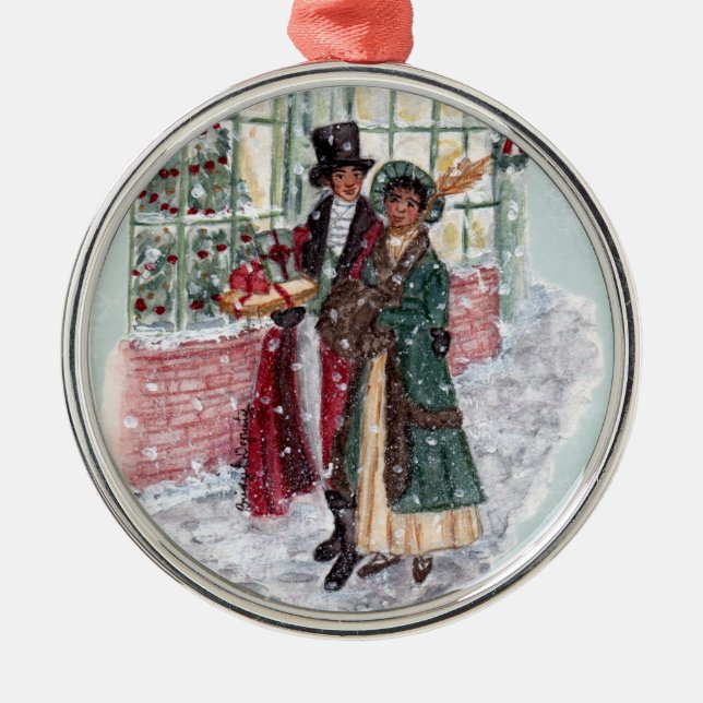 Regency Christmas Shoppers - Jane Austen  Metal Ornament (Front)