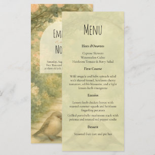 Regency English Garden Lovebirds Wedding  Menu
