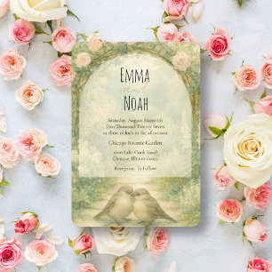 Regency English Garden Pink Roses Wedding Invitation