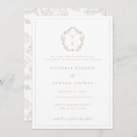 Regency Era Beige Crest Monogram Wedding