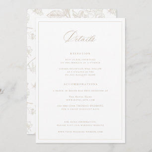 Regency Era Beige Wedding Details Card