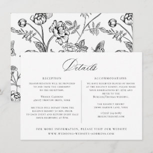 Regency Era Black Floral Wedding Details Card