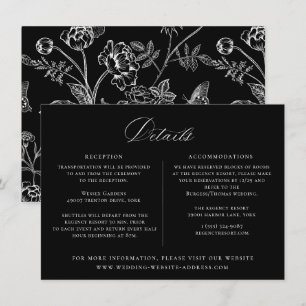 Regency Era Black Floral Wedding Details Card
