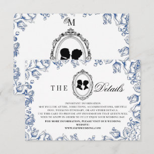 Regency Era Blue Floral Wedding Enclosure Card
