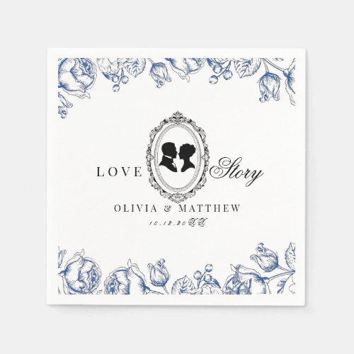 Regency Era Blue Floral Wedding Napkins