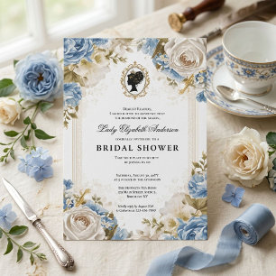 Regency era floral bridal shower invitation