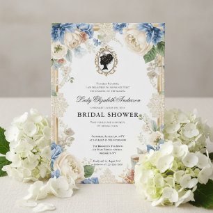 Regency era floral bridal shower invitation