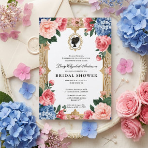 Regency era floral bridal shower invitation
