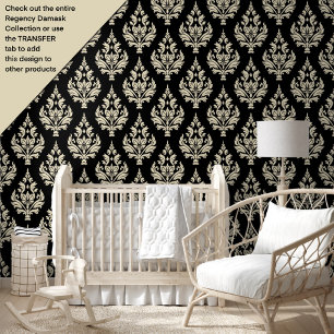 Regency Era Inspired Damask Scroll Leafy Wallpaper Wallpaper