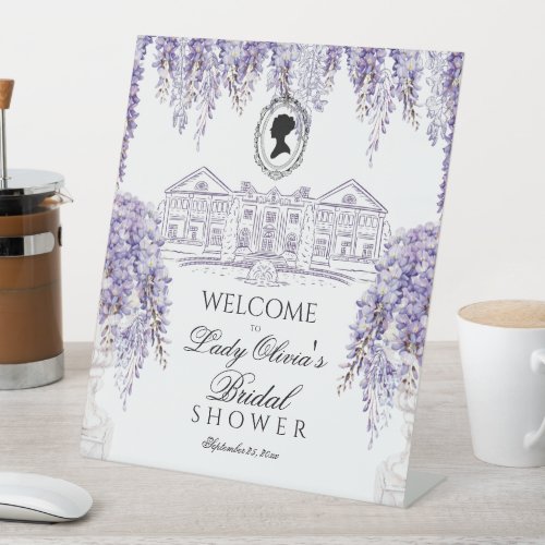 Regency Era Lilac Floral Bridal Shower Pedestal Sign