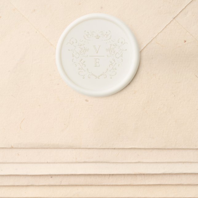 Regency Era Monogram Crest Wax Seal Sticker (Front)