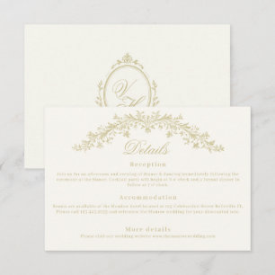 Regency Era Wedding Elegant Heirloom Details Enclosure Card