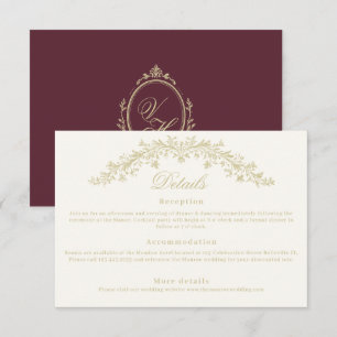 Regency Era Wedding Elegant Heirloom Details Enclosure Card