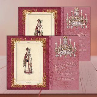 Regency Fashion Lady Burgundy Rose Decoupage Paper