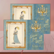 Regency Fashion Woman Aqua Decoupage Tissue Paper