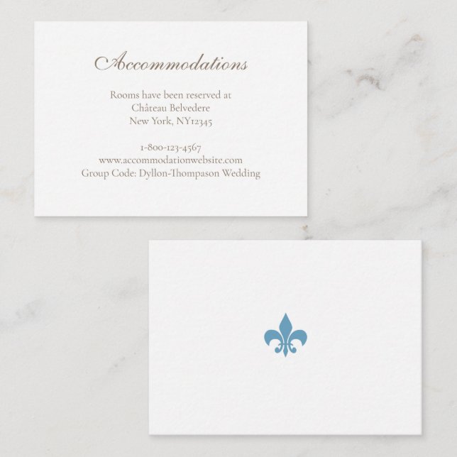 Regency Fleur de Lis Wedding Accommodations Enclosure Card (Front/Back)
