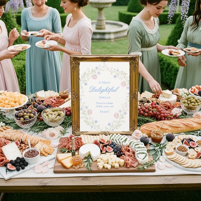 Regency Floral Food Grazing Table Sign Invitation (Regency Floral Food Grazing Table Sign)