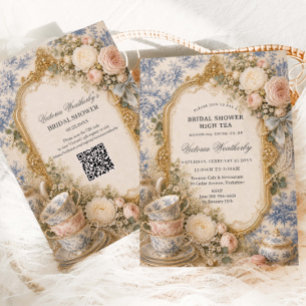 Regency Floral Tea Party Bridal Shower  Invitation