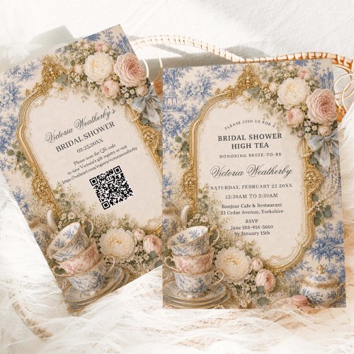Regency Floral Tea Party Bridal Shower Invitation