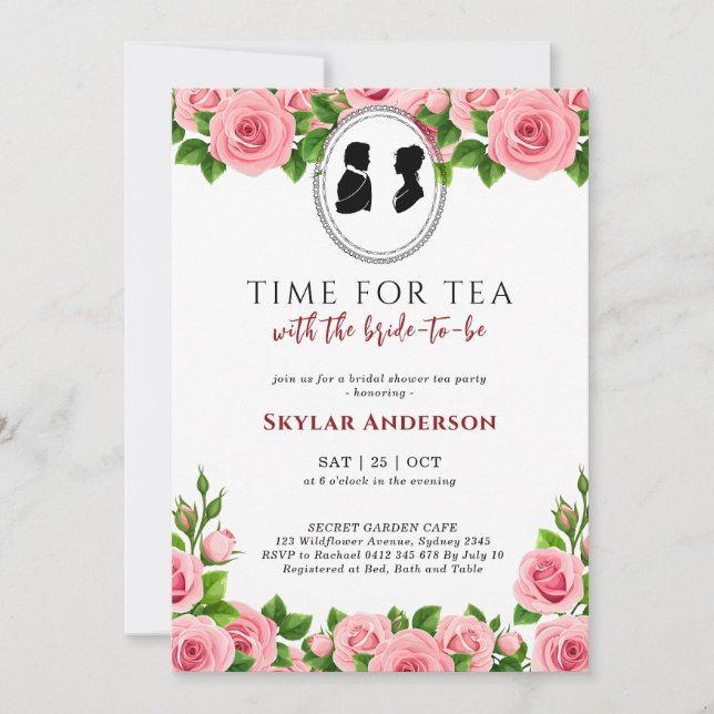 Regency Floral Tea Party bridal shower  Invitation (Front)