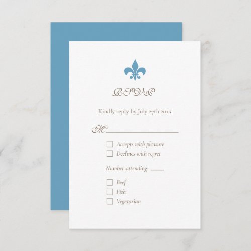 Regency French Blue Fleur de Lis Chic RSVP Card