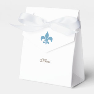 Regency French Blue Fleur de Lis Merci Wedding Favor Boxes