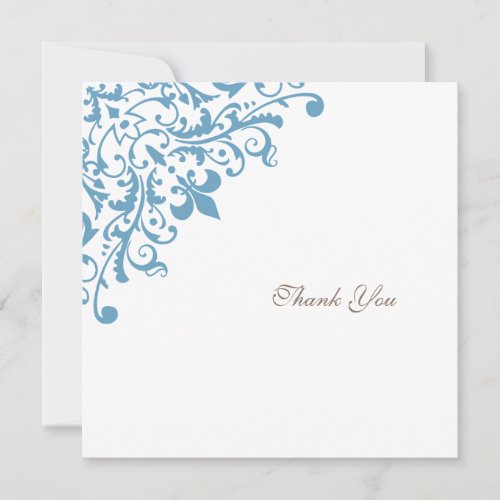 Regency French Blue Fleur de Lis Square Wedding Thank You Card
