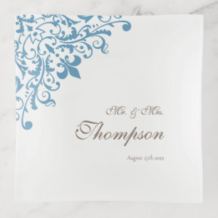 Regency French Blue Fleur de Lis Wedding Memento Trinket Tray