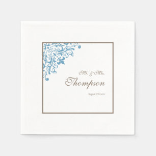 Regency French Blue Fleur de Lis Wedding Reception Napkins