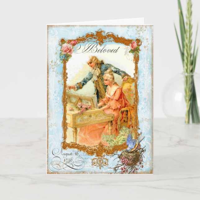 Regency French style Romantic Musical Couple Card (Front)