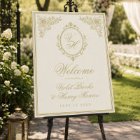 Regency Garden Vintage Ivory Wedding Welcome Sign