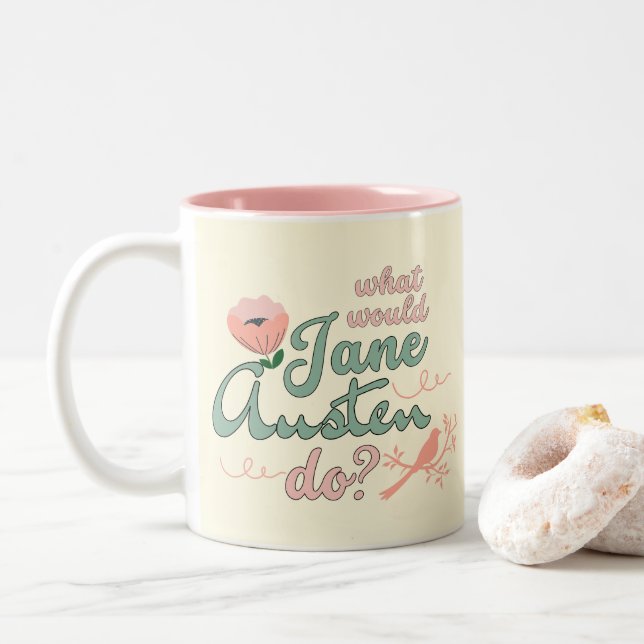 Regency Jane Austen Romantic Two-Tone Coffee Mug (With Donut)