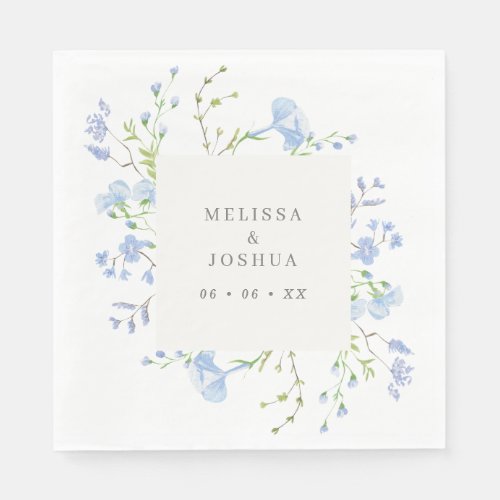 Regency Light Blue Watercolor Florals Wedding Napkins