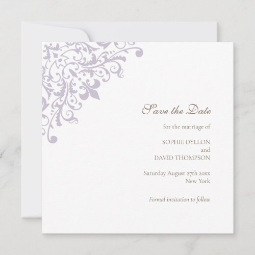 Regency Purple Fleur de Wedding Save The Date