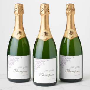 Regency Purple French Fleur de Lis Wedding Sparkling Wine Label