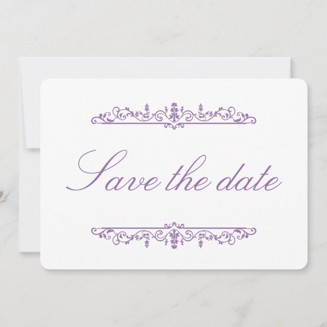 Regency Purple Style Elegant Save the Date  (Front)
