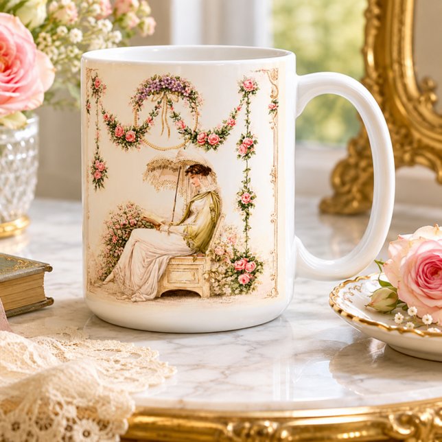 Regency Rose Garden Reading Lady Coffee Mug (Creator Uploaded)