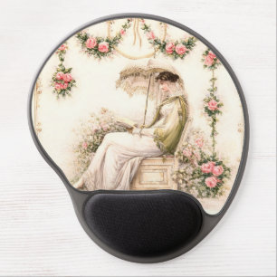 Regency Rose Garden Reading Lady Gel Mouse Pad