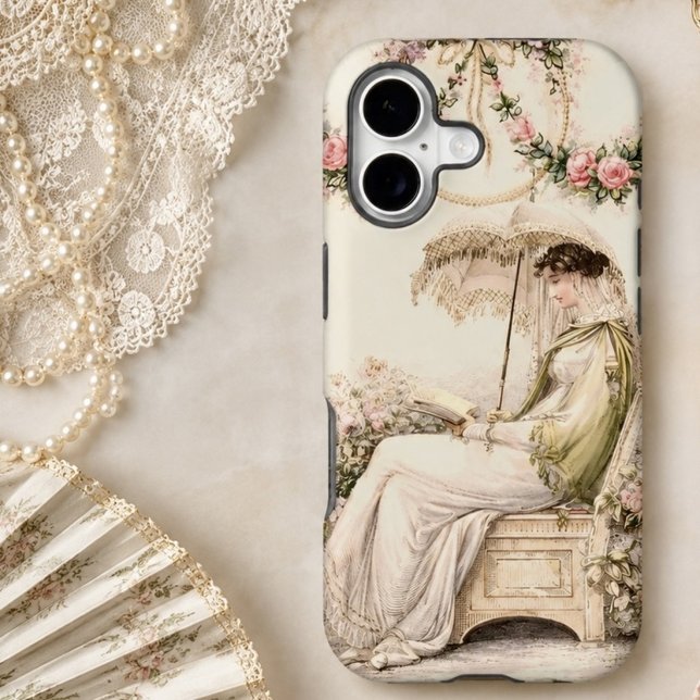 Regency Rose Garden Reading Lady iPhone Case (Creator Uploaded)