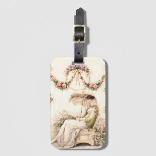 Regency Rose Garden Reading Lady Luggage Tag