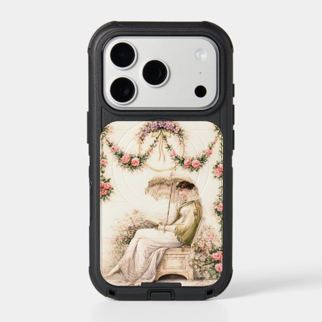 Regency Rose Garden Reading Lady Otterbox iPhone Case (Back)
