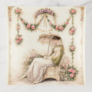 Regency Rose Garden Reading Lady Trinket Tray