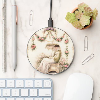 Regency Rose Garden Reading Lady Wireless Charger