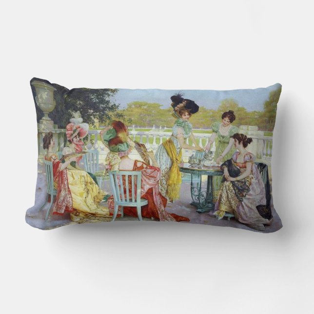 Regency Tea Party With The Aristocratic Ladies Lumbar Pillow (Front)