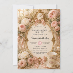 Regency Vintage Floral Tea Party Bridal Shower  Invitation