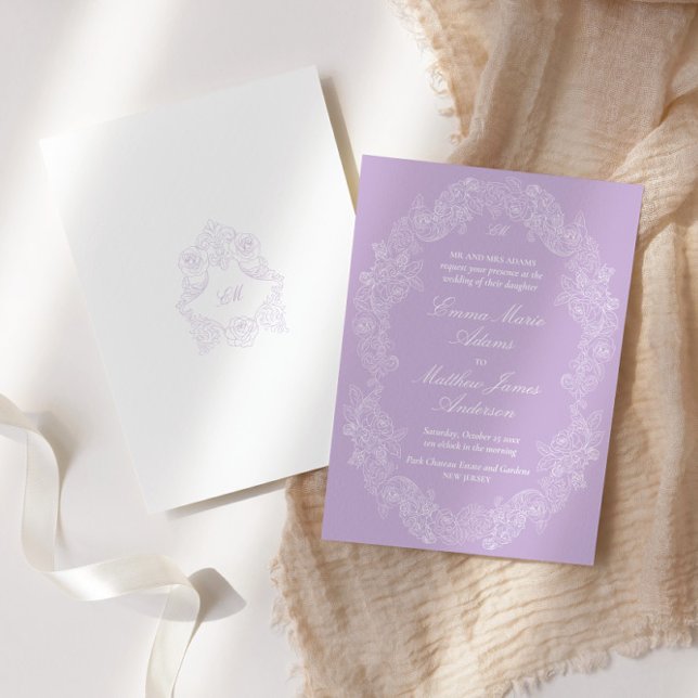 Regency Violet Victorian Antique Classic Wedding Invitation (Creator Uploaded)