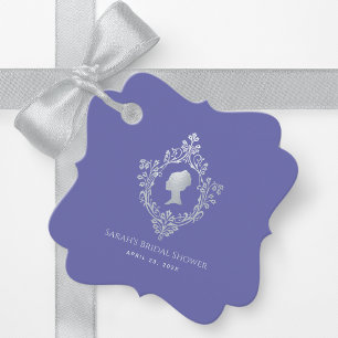 Regency Violet Vintage Crest Bridal Shower Favor Tags